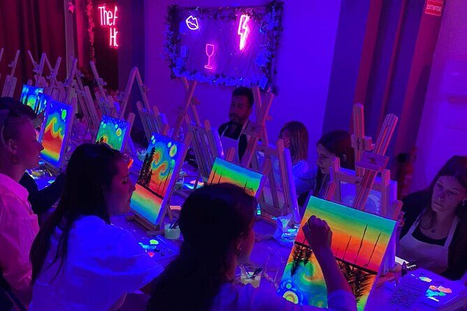 Paint a neon fluorescent picture while drinking unlimited wine - Key things to know before you go
