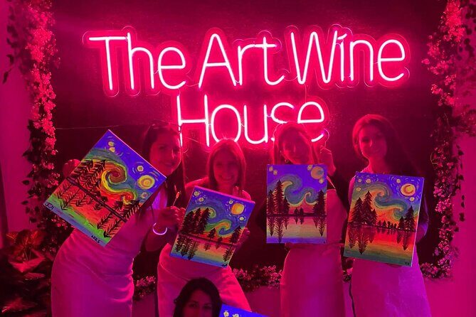 Paint a neon fluorescent picture while drinking unlimited wine - Neon Painting With Unlimited Wine: The Idea