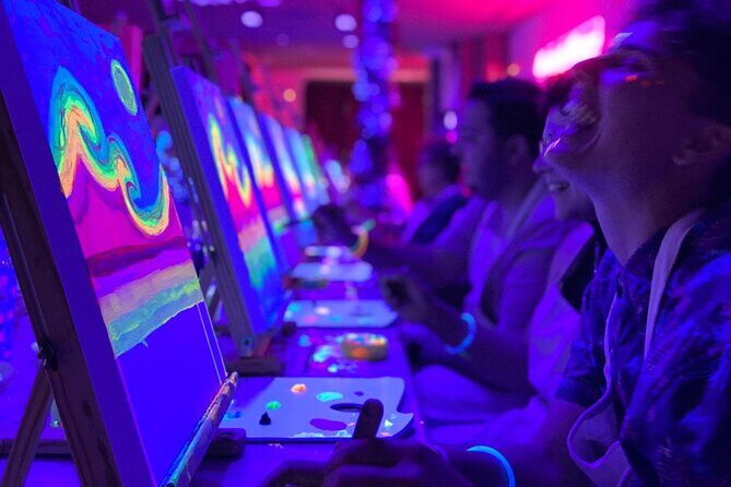 Paint a neon fluorescent picture while drinking unlimited wine - Fluorescent Paint and Neon Lights: Why It Looks Different