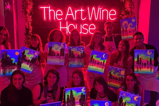 Paint a neon fluorescent picture while drinking unlimited wine - Language and Comfort: Carmen’s English Help